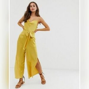 MOON River Metallic Gold Cowl Neck Jumpsuit size 4